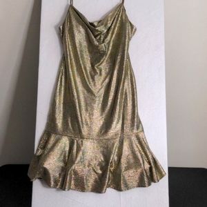 Prom / Cocktail Gold Strappy Dress Size 14